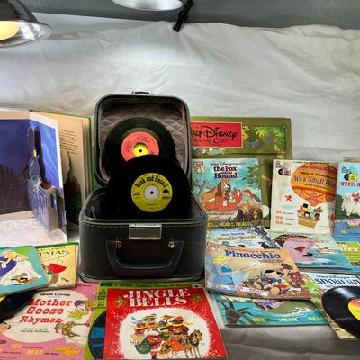 Children's 45 Vinyl records and books