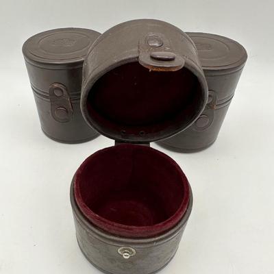 Vintage Nippon Kogaku Tokyo Leather Boxes for Lens