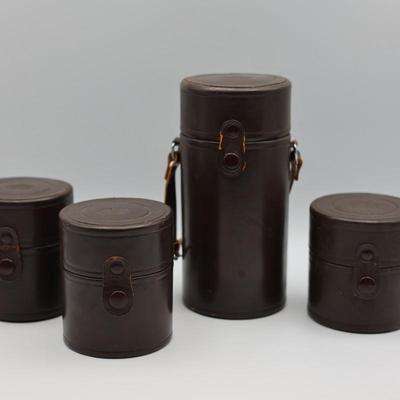 Vintage Nippon Kogaku Tokyo Leather Boxes for Lens