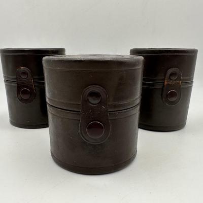 Vintage Nippon Kogaku Tokyo Leather Boxes for Lens