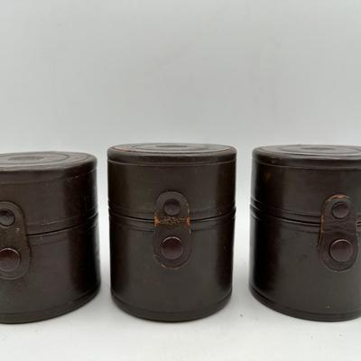Vintage Nippon Kogaku Tokyo Leather Boxes for Lens