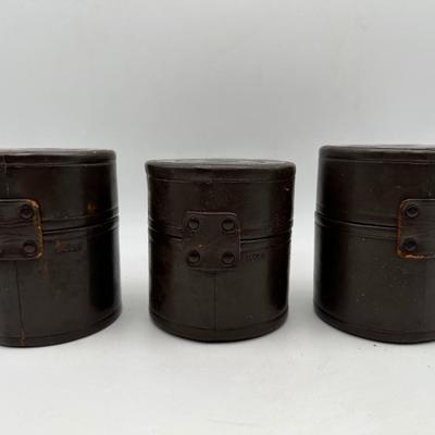 Vintage Nippon Kogaku Tokyo Leather Boxes for Lens