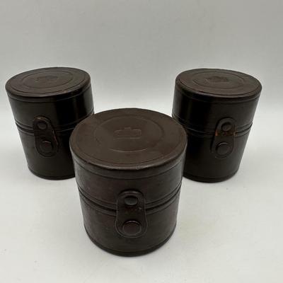 Vintage Nippon Kogaku Tokyo Leather Boxes for Lens