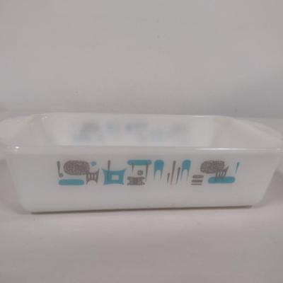 Vintage Royal China Milk Glass Bread Pan- Blue Heaven Pattern (Choice B).