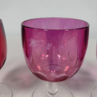 Iridescent Cranberry Flash Glass Goblets