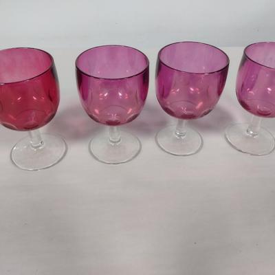 Iridescent Cranberry Flash Glass Goblets