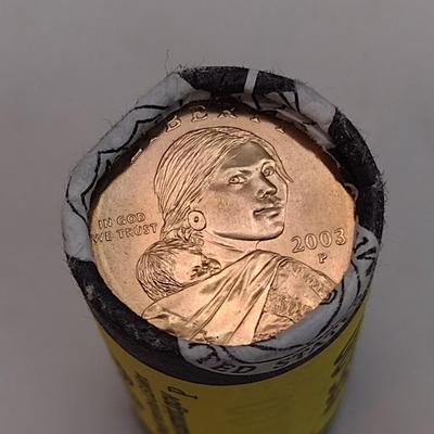 2003 P U.S. Mint Uncirculated Sacagawea $25 Unopened Roll of $1 Coins (#104)