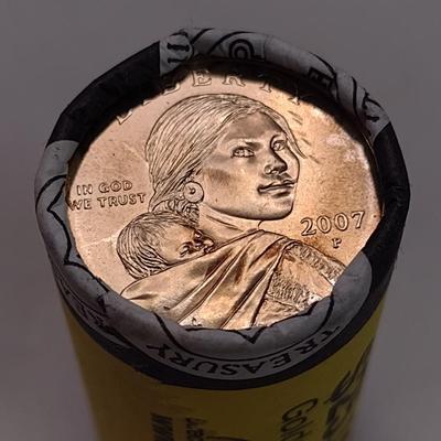 2007 P U.S. Mint Uncirculated Sacagawea $25 Unopened Roll of $1 Coins (#105)