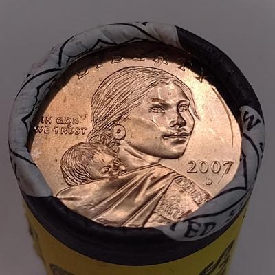 2007 D U.S. Mint Uncirculated Sacagawea $25 Unopened Roll of $1 Coins (#106)