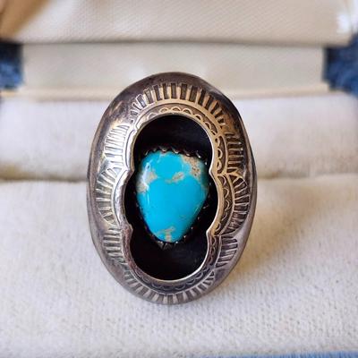 Shadow Box style turquoise ring