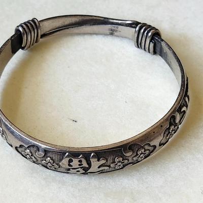 Antique Chinese Pierced Silver bracelet