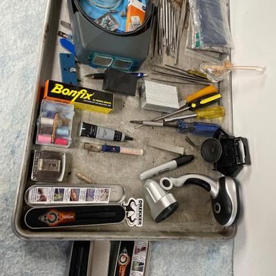 Tray of repairing items
