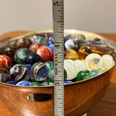 Antique Vintage Marbles in Silver Plated Bowl