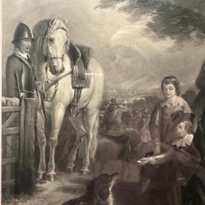 Extremely Rare Charles I on the Eve of the Battle of Edge Hill Black and White Print 1852