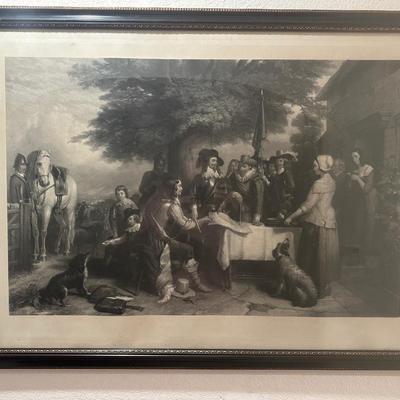 Extremely Rare Charles I on the Eve of the Battle of Edge Hill Black and White Print 1852
