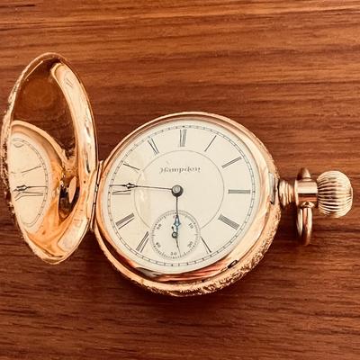 1800s Hampden 18k Gold Ladies Pocket Watch