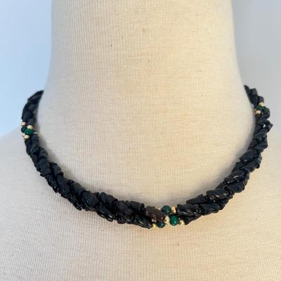 Lot of Vintage Guatemalan Jade & Black Coral Necklaces