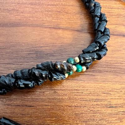 Lot of Vintage Guatemalan Jade & Black Coral Necklaces