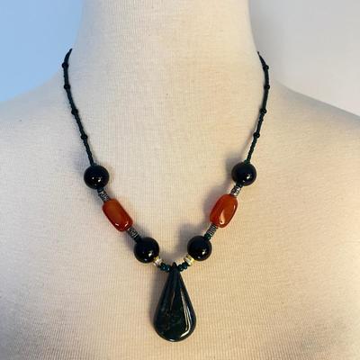 Lot of Vintage Guatemalan Jade & Black Coral Necklaces