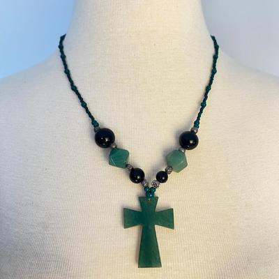 Lot of Vintage Guatemalan Jade & Black Coral Necklaces