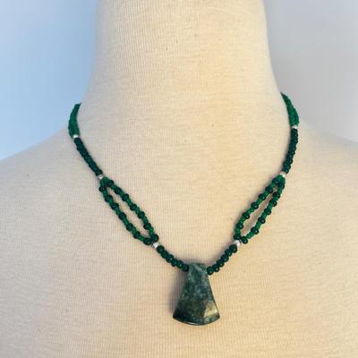 Lot of Vintage Guatemalan Jade & Black Coral Necklaces