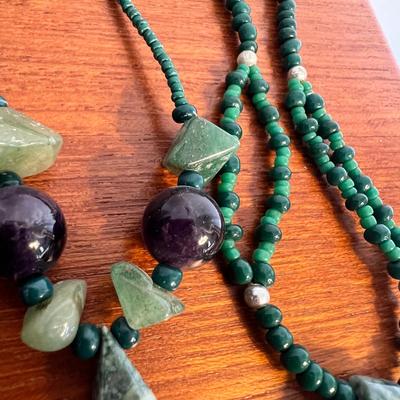 Lot of Vintage Guatemalan Jade & Black Coral Necklaces
