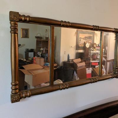 Antique 19th Century American Empire Large Over Mantel Gilt Wood Mirror