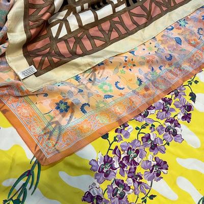 Big Scarf Lot Designer, Silk, Vntg., Contemp. -Liberty London, 1939 Worlds Fair