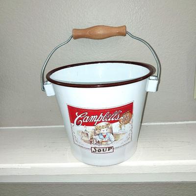 CAMPBELL'S SOUP TINS AND BUCKET WITH HANDLE