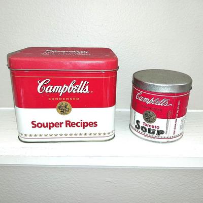 CAMPBELL'S SOUP TINS AND BUCKET WITH HANDLE