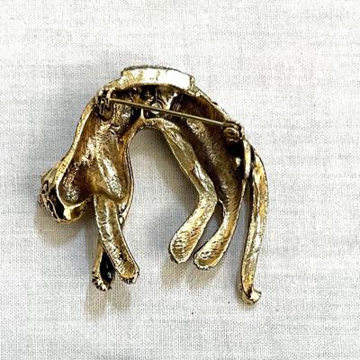 1052 Pair of Vintage Florenza Style Rhinestone Leopard Moving Tail Brooches