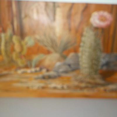 Wild Desert Cactus scene. Original Oil Art.