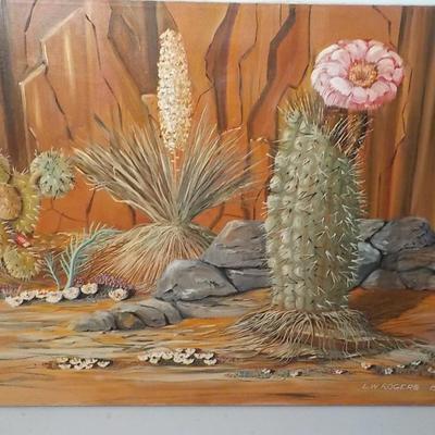 Wild Desert Cactus scene. Original Oil Art.