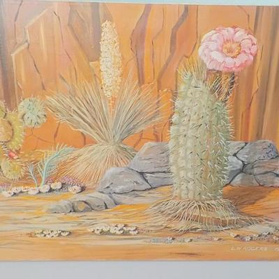 Wild Desert Cactus scene. Original Oil Art.