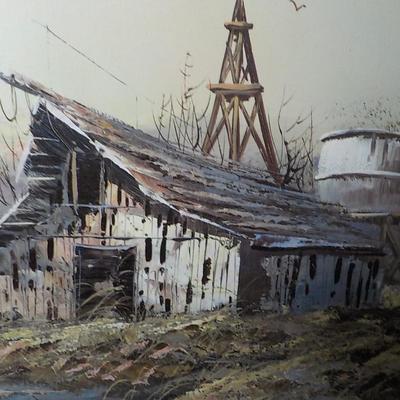 Original Oil Art "Southern Farm of Yesteryear" by Ray Albert.