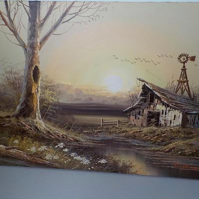 Original Oil Art "Southern Farm of Yesteryear" by Ray Albert.