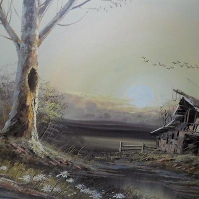 Original Oil Art "Southern Farm of Yesteryear" by Ray Albert.