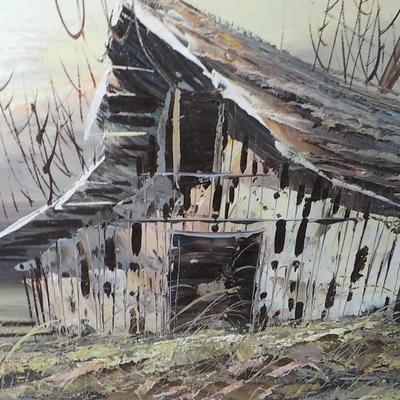 Original Oil Art "Southern Farm of Yesteryear" by Ray Albert.