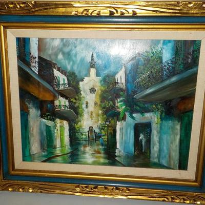 Streets of Spain Original oil painting be Lisa/ N.O.. 1971