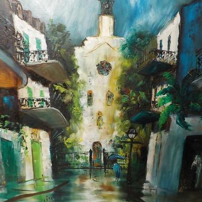 Streets of Spain Original oil painting be Lisa/ N.O.. 1971