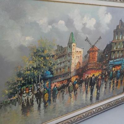 Original Oil art " The Paris Street Scene". 1970's