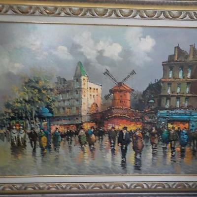 Original Oil art " The Paris Street Scene". 1970's