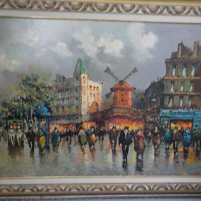 Original Oil art " The Paris Street Scene". 1970's