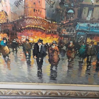 Original Oil art " The Paris Street Scene". 1970's