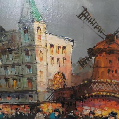 Original Oil art " The Paris Street Scene". 1970's