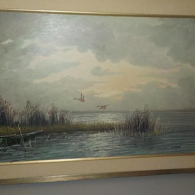 Original Oil Art " Ducks Migrating South. By Wijsman.