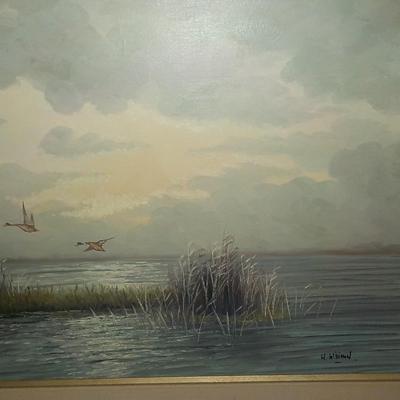 Original Oil Art " Ducks Migrating South. By Wijsman.