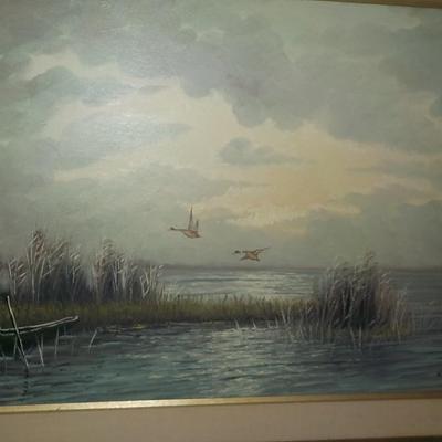 Original Oil Art " Ducks Migrating South. By Wijsman.