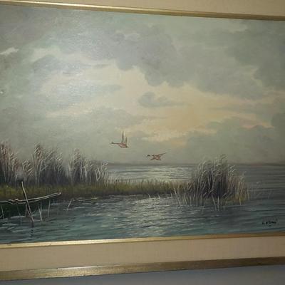 Original Oil Art " Ducks Migrating South. By Wijsman.