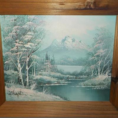 Original Oil Art "Northern Snowy Wilderness" by Chaplin.